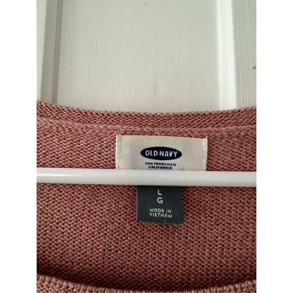Old Navy mauve pink sparkle scoop neck  sweater L - Picture 2 of 5